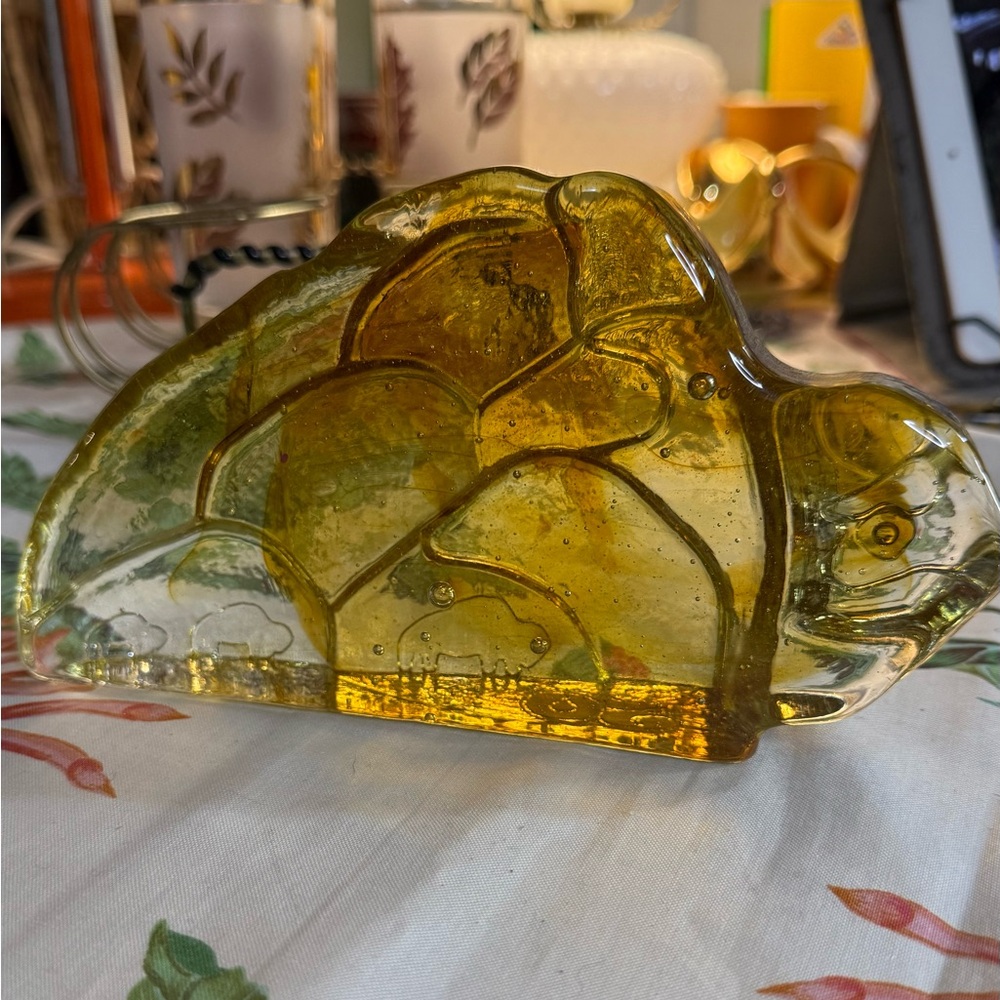 Glass Bison Paperweight